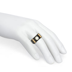 Marsh steel, gold and pearl ring