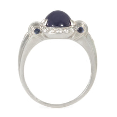 Art Deco purple star sapphire and diamond cluster ring