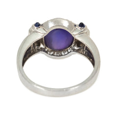 Art Deco purple star sapphire and diamond cluster ring