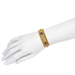 Mid-Century gold and multi-gem trefoil bracelet