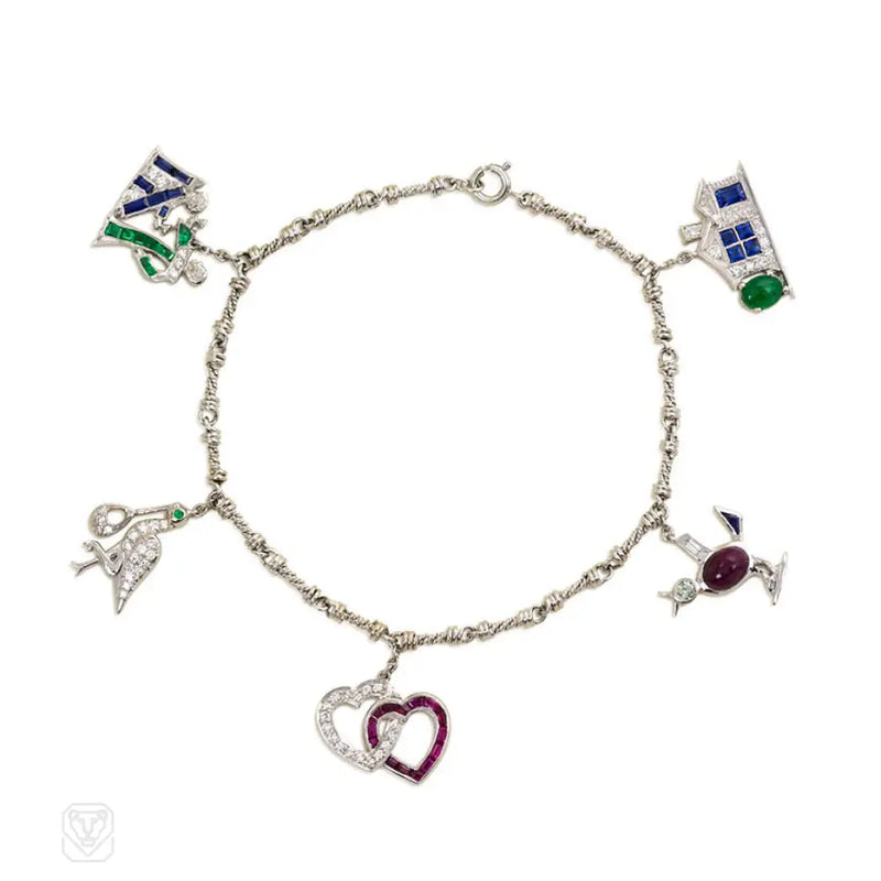 A Diamond And Gem - Set Charm Bracelet