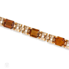 A Retro gold and citrine link bracelet