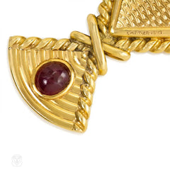 A Retro gold and ruby mirror, Cartier.