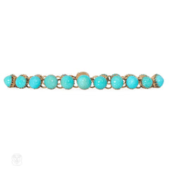 A Victorian gold and persian turquoise bracelet, in 9k.