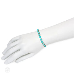 A Victorian gold and persian turquoise bracelet, in 9k.