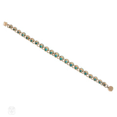 A Victorian gold and persian turquoise bracelet, in 9k.