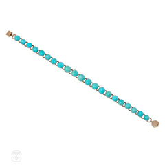 A Victorian gold and persian turquoise bracelet, in 9k.