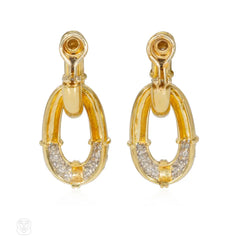 Adaptable gold and diamond doorknocker earrings