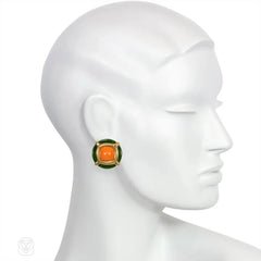 Aldo Cipullo for Cartier nephrite jade and coral earrings