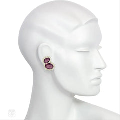 Amethyst Swarovski crystal earrings with beaded borders