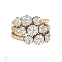 An antique diamond harem ring, France