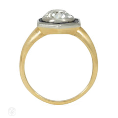 An antique hexagonal diamond and sapphire ring