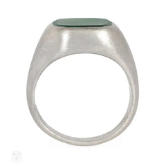 An Art Deco tourmaline signet ring, in platinum. Atw tourmal...