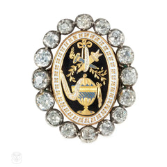 An enamel and diamond Georgian element mounted as a ring