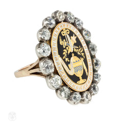 An enamel and diamond Georgian element mounted as a ring