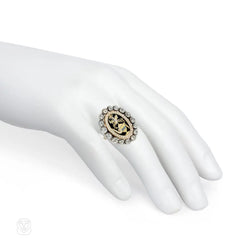 An enamel and diamond Georgian element mounted as a ring
