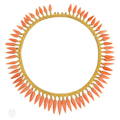 An Etruscan Revival fringe necklace comprised of granulated ...