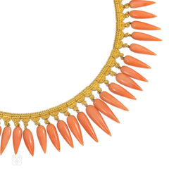An Etruscan Revival fringe necklace comprised of granulated ...