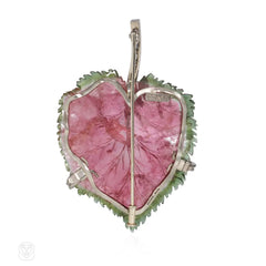 Andrew Grima watermelon tourmaline leaf pin