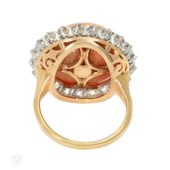 Angel skin coral and diamond cocktail ring