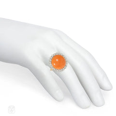Angel skin coral and diamond cocktail ring