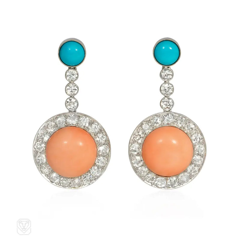 Angel Skin Coral And Turquoise Earrings