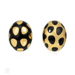 Angela Cummings for Tiffany & Co. onyx and gold positive and negative earrings