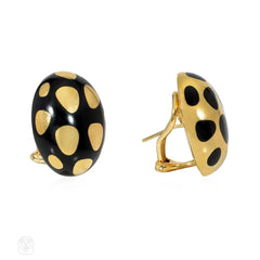 Angela Cummings for Tiffany & Co. onyx and gold positive and negative earrings