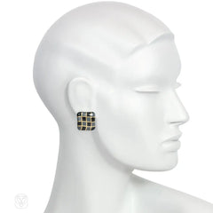 Angela Cummings gold and inlaid black jade and hematite earrings