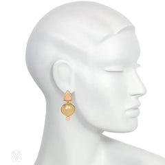 Angelskin coral and gold ball earrings