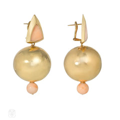 Angelskin coral and gold ball earrings