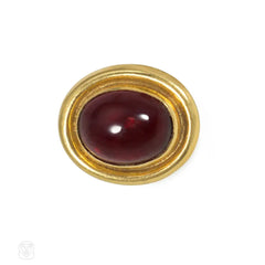 Anrtique English cabochon garnet and gold cufflinks