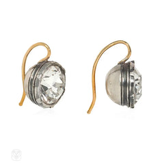 Antique 2 ct. paste drop earrings, new mounts