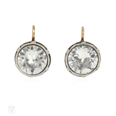 Antique 2 ct. paste drop earrings, new mounts