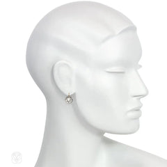 Antique 2 ct. paste drop earrings, new mounts