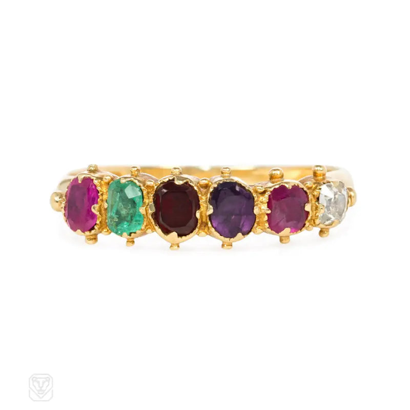 Antique Acrostic ’Regard’ Half Hoop Ring