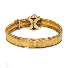 Antique adjustable gold and diamond strap bracelet