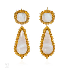 Antique agate day-to-night earrings