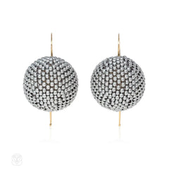 Antique aluminum beaded ball earrings