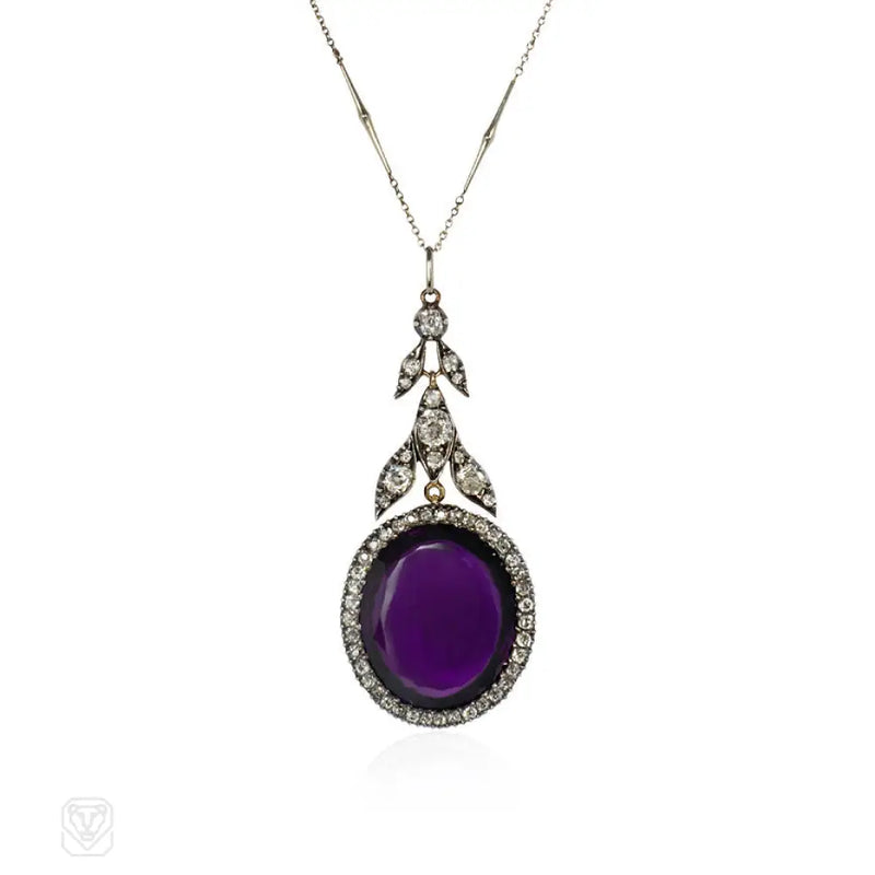 Antique Amethyst And Diamond Pendant