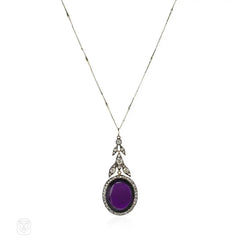 Antique amethyst and diamond pendant