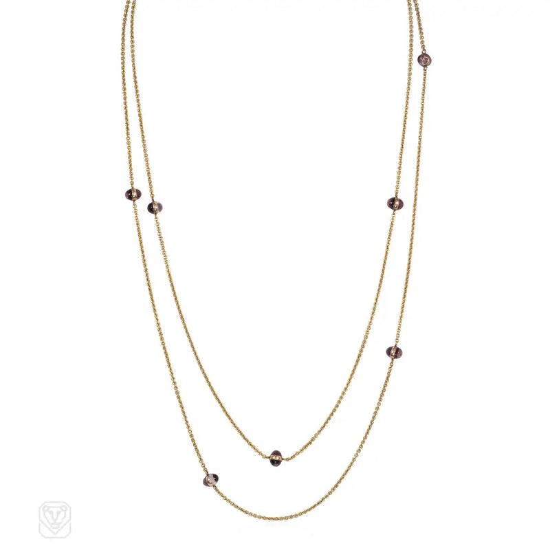 Antique amethyst and gold muff chain