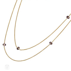 Antique amethyst and gold muff chain