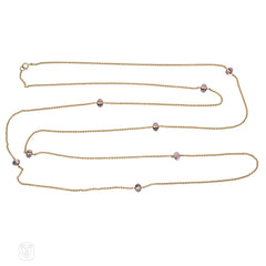 Antique amethyst and gold muff chain