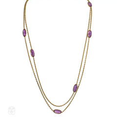 Antique amethyst and gold muff chain