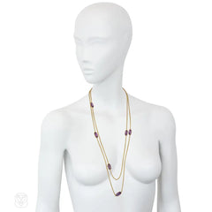 Antique amethyst and gold muff chain