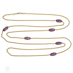 Antique amethyst and gold muff chain