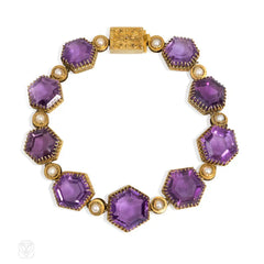 Antique amethyst and pearl bracelet