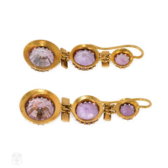 Antique amethyst and pearl earrings, France