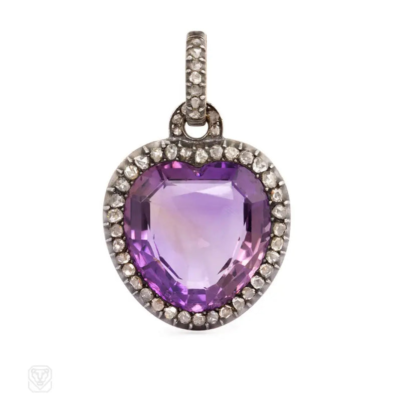 Antique Amethyst Heart Pendant